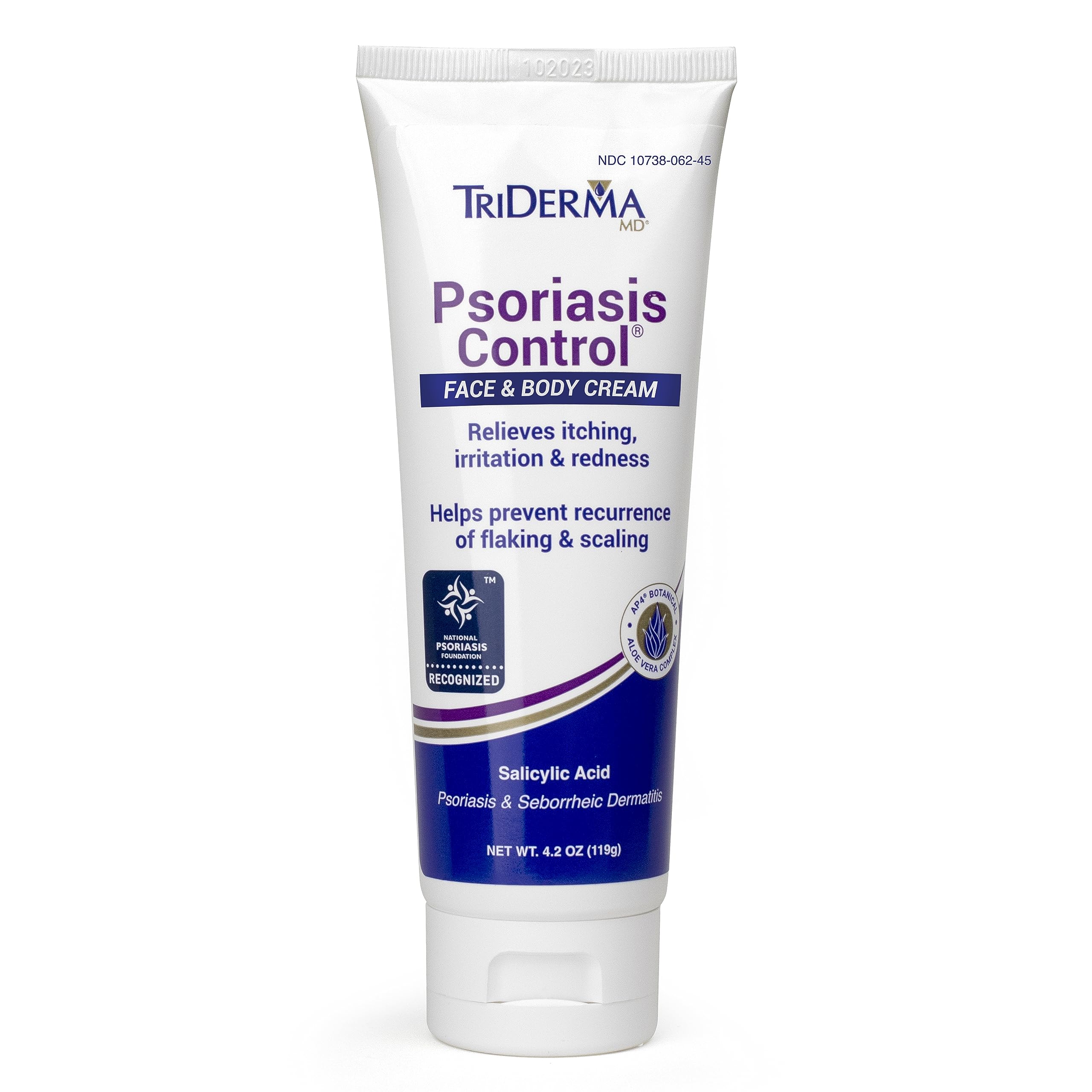 TriDerma Psoriasis Control Cream tub front shows a non-greasy formula ideal for daily use.
