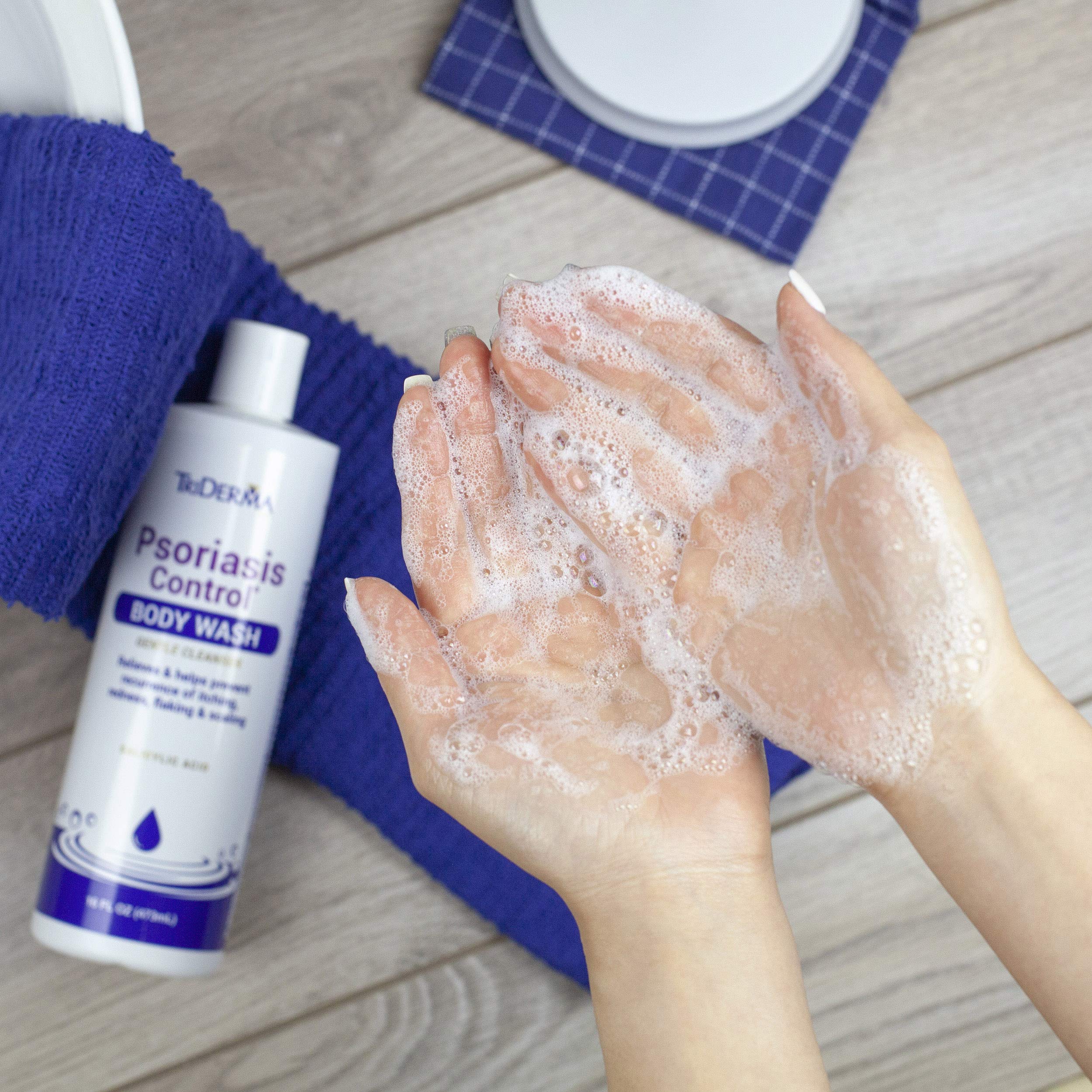 TriDerma psoriasis skin after wash appears calmer and balanced