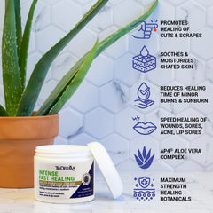 TriDerma skin soothing cream closeup showing quick absorption without greasiness