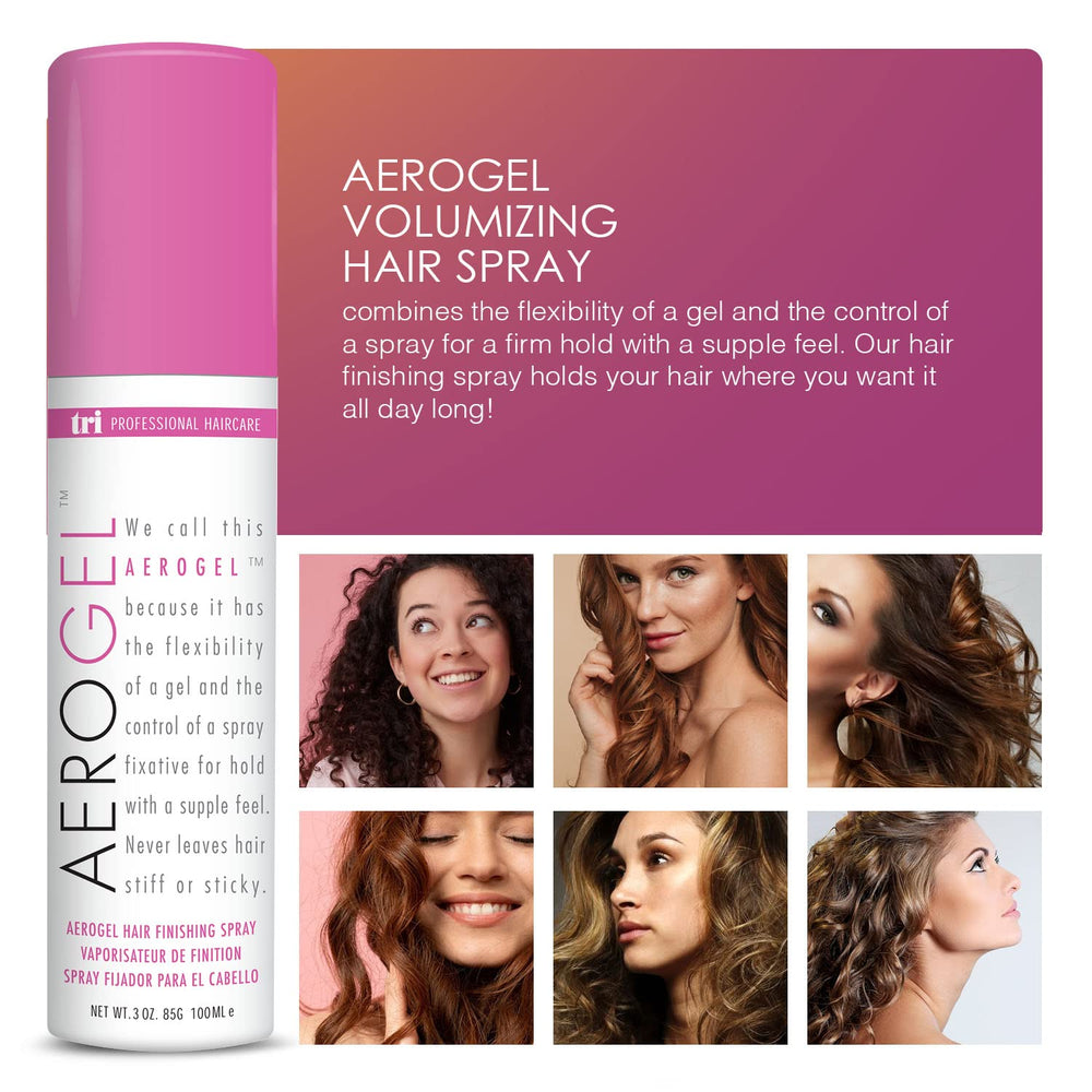 TRIDESIGN Aerogel hairspray on curly waves enhancing definition and bounce.
