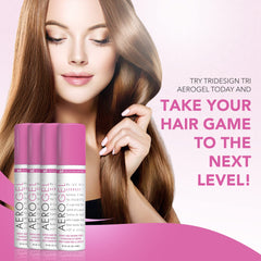 TRIDESIGN Aerogel hairspray delivers a clean finish with no greasy residue.