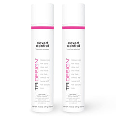 TRI Design Covert Control hairspray bottle with invisible hold for all hair types.