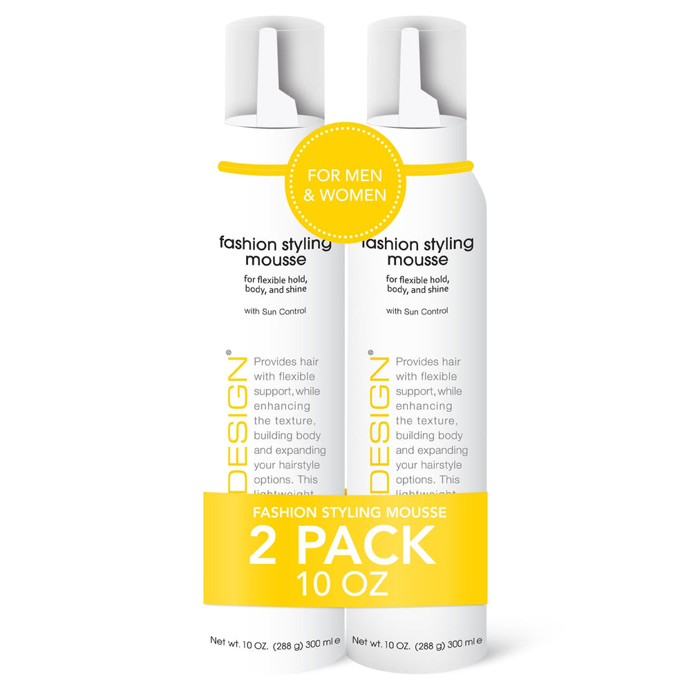 TRI Fashion Volumizing Mousse bottle closeup highlights frizz control and shine.