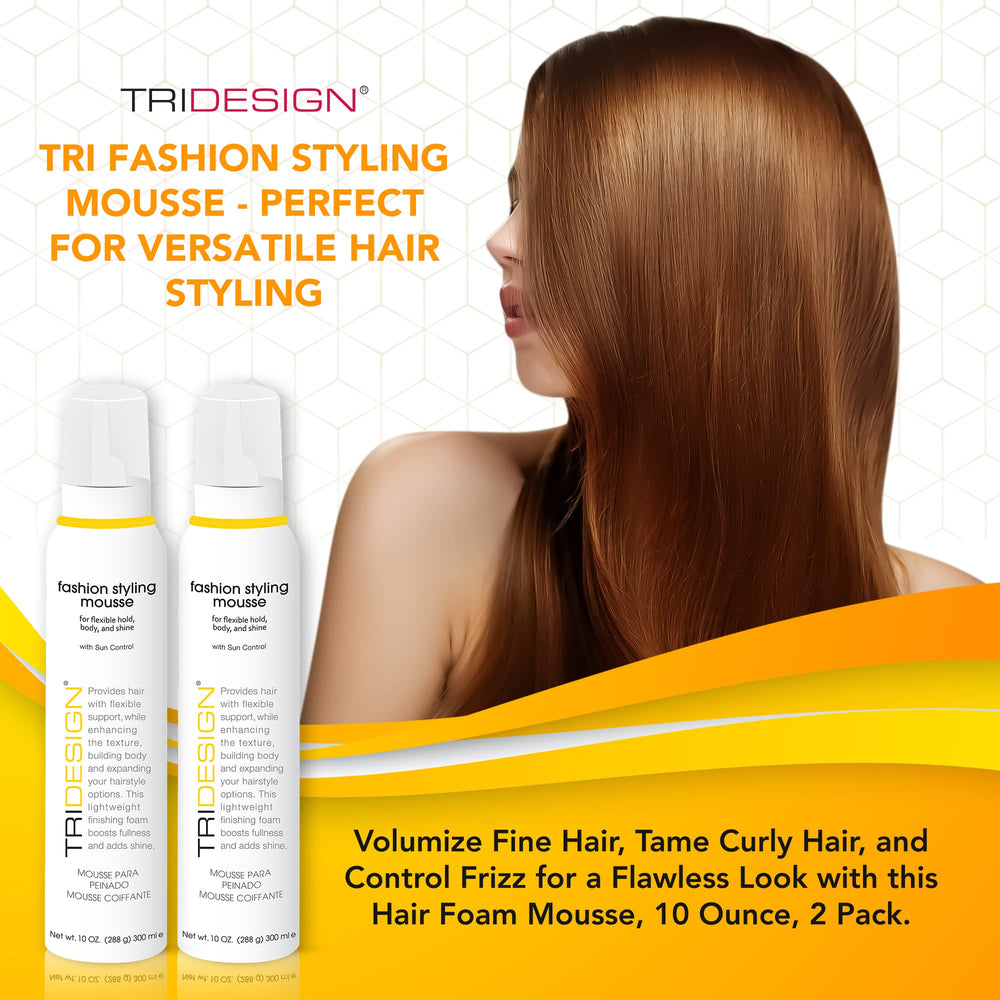 TRI Fashion Volumizing Mousse frizz control on textured waves for smoother styling.