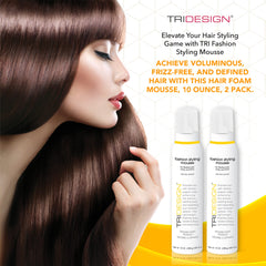 TRI Fashion Volumizing Mousse shine finish on styled waves after blow-dry.