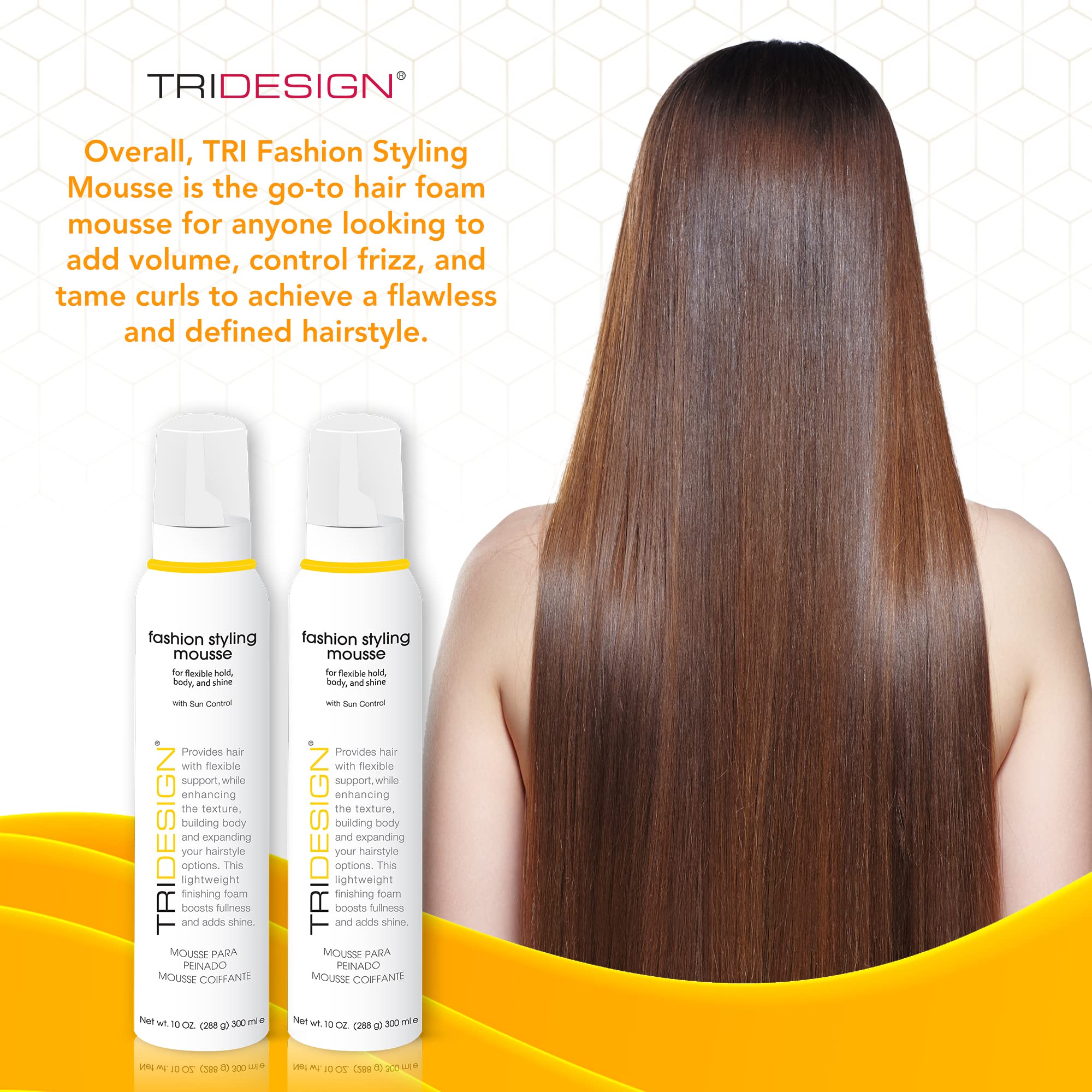 TRI Fashion Volumizing Mousse provides lightweight volume for fine hair without weighing down.