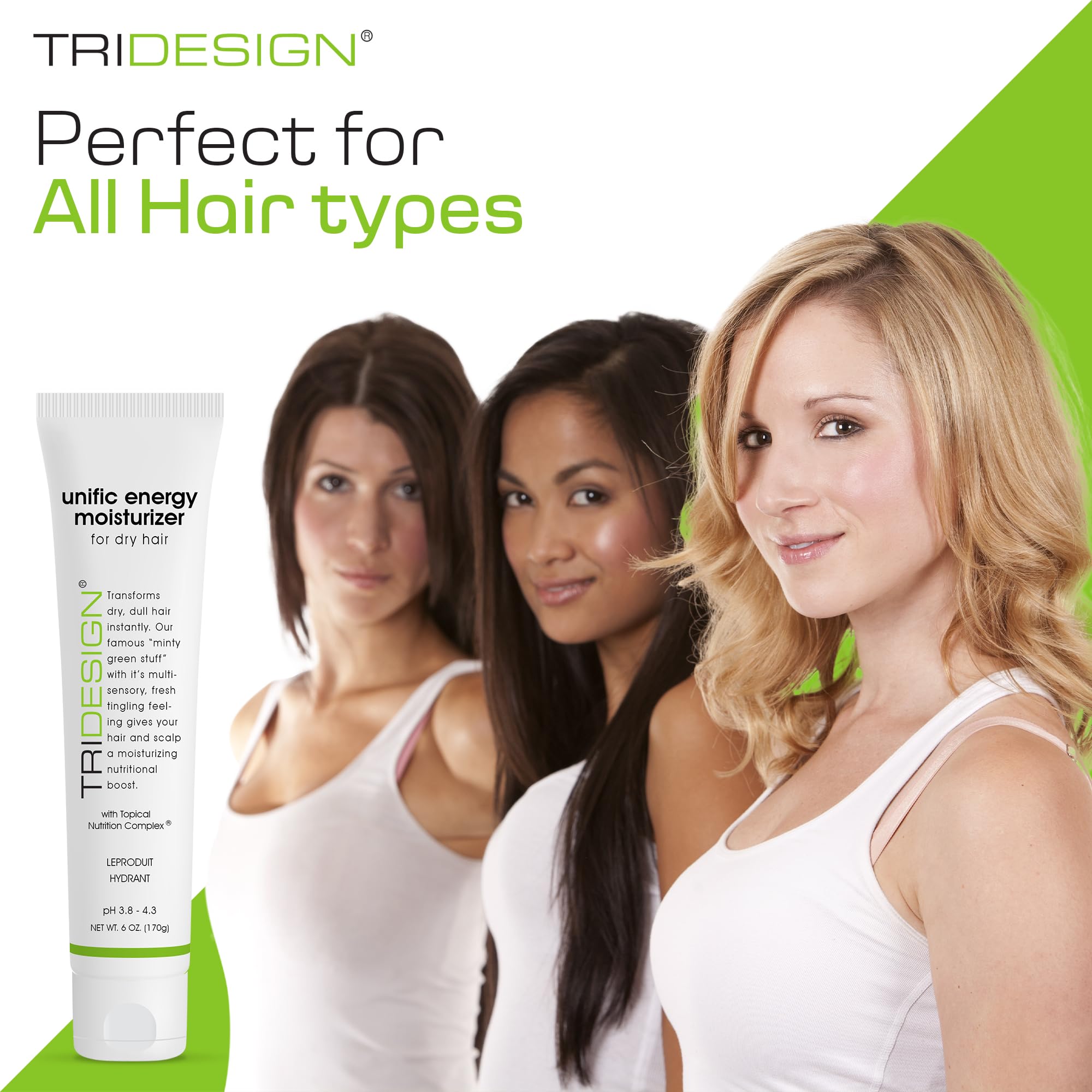 TRIDESIGN Unific Energy anti-frizz serum ready to tame flyaways.