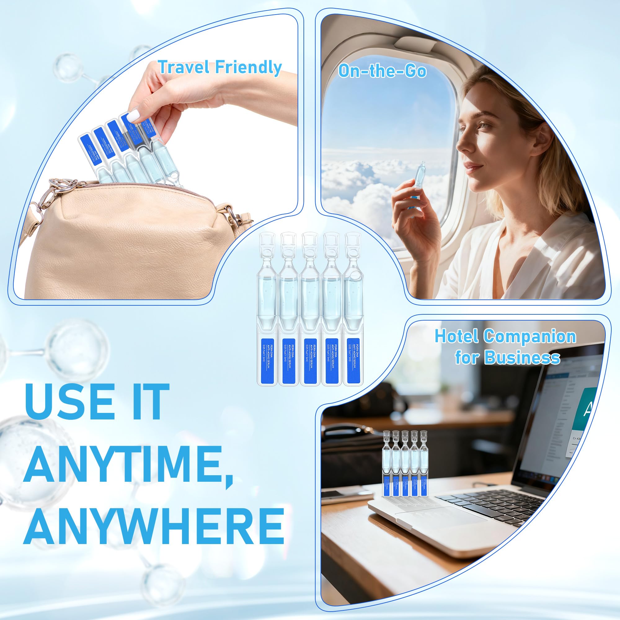 Trihood compact serum tubes in travel-friendly packaging.