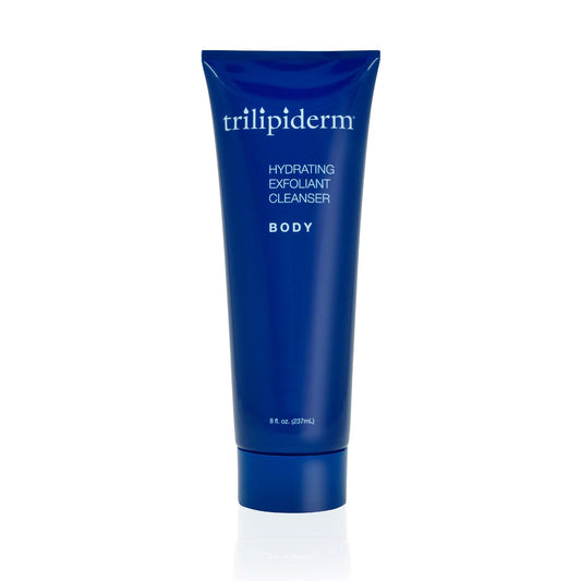Trilipiderm hydrating exfoliant cleanser bottle showing gentle daily cleansing and hydration
