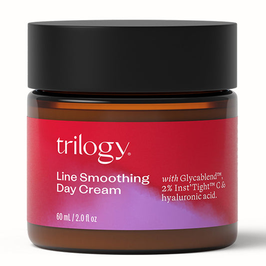 Trilogy Line Smoothing Day Cream bottle close-up for daily hydration and a smoother feel.