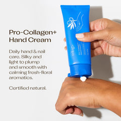 Texture close-up shows smooth cream and quick absorption for non-greasy hands.