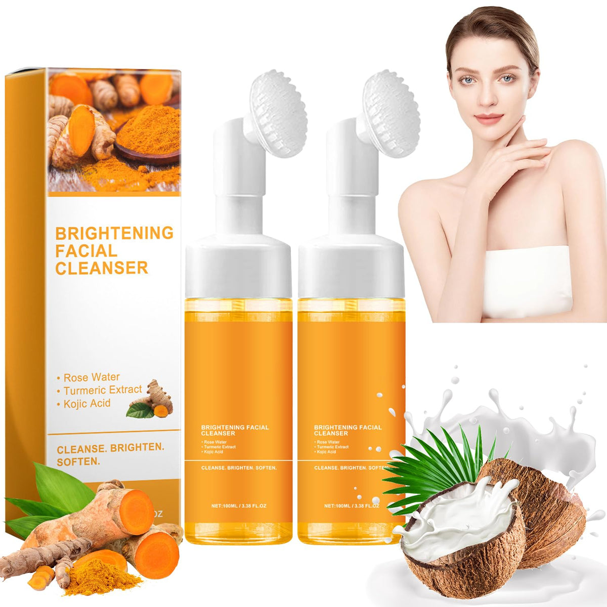 TRIMAKESHOP turmeric facial cleanser foaming bottle for daily cleansing and refreshed skin