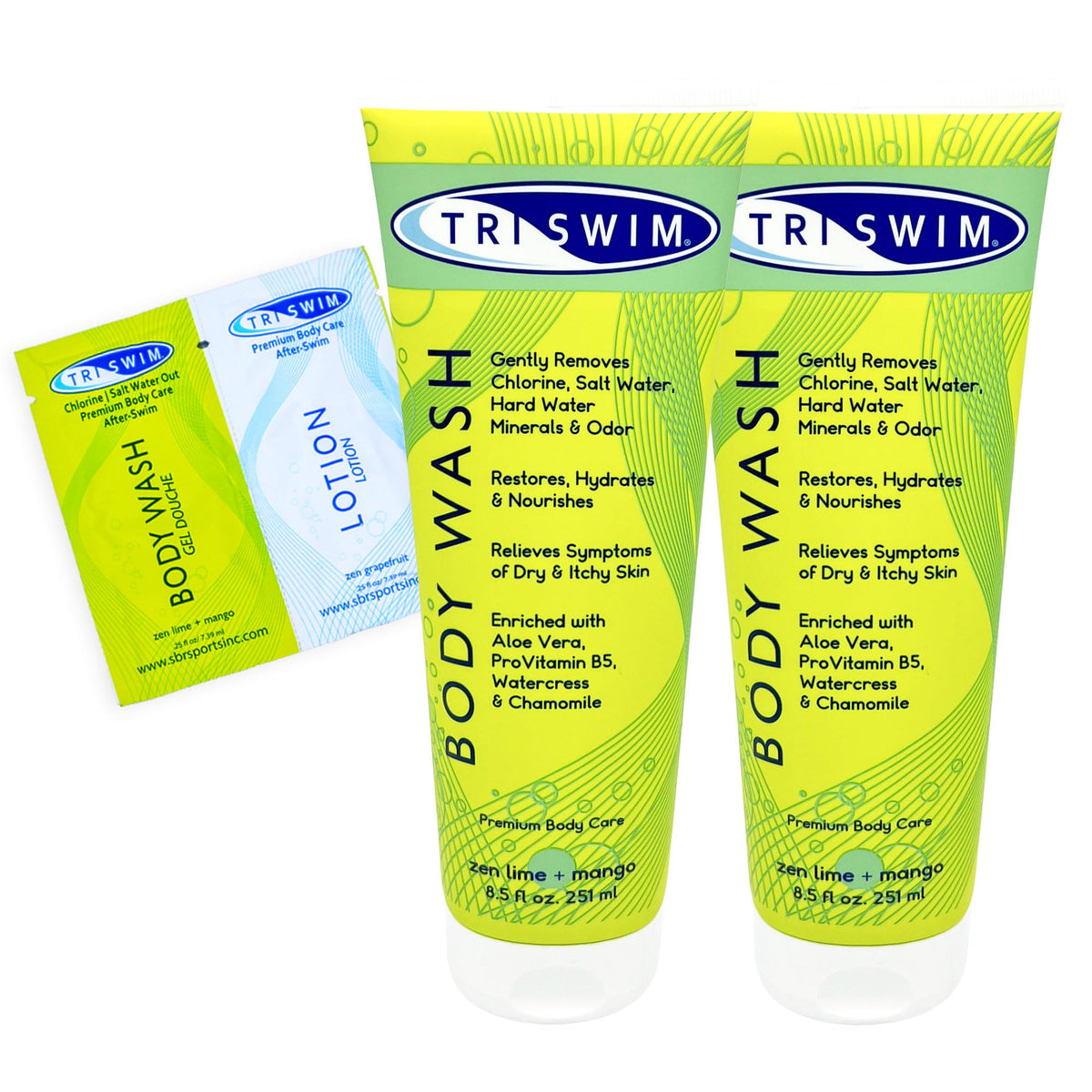 TRISWIM After Swim bottle pour highlights hydrating formula for chlorine-exposed skin