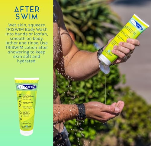 TRISWIM After Swim label close-up emphasizes nourishing ingredients for skin