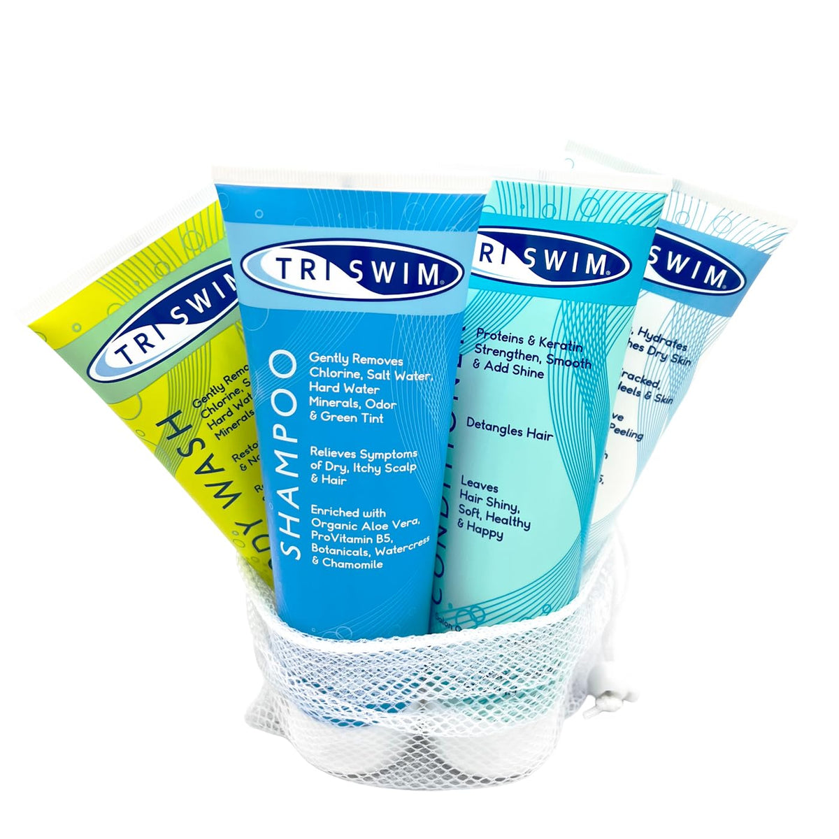 TRISWIM gift set bottle pour ideal for travel-ready swimmer care.