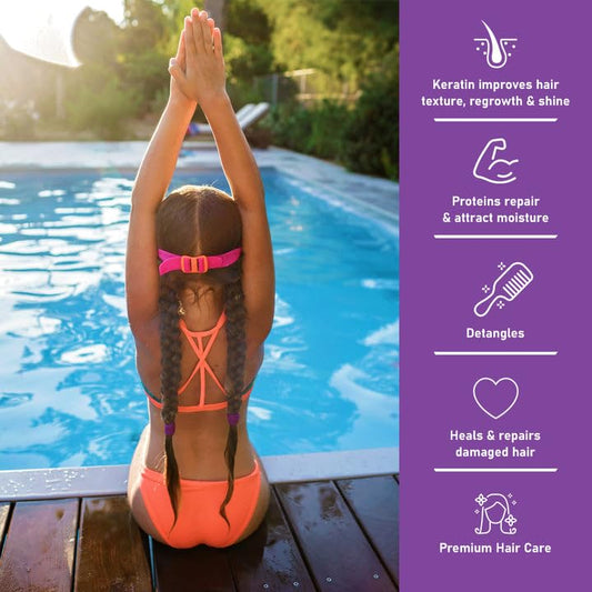 TRISWIM Kids Conditioner bottle detangles and moisturizes for smooth hair.