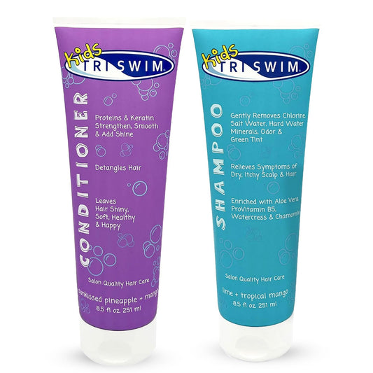 TRISWIM Kids Shampoo bottle cleanses chlorine and odors for fresh hair.