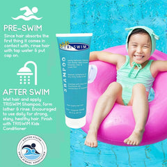 TRISWIM Kids Shampoo foam close-up showing rich lather.