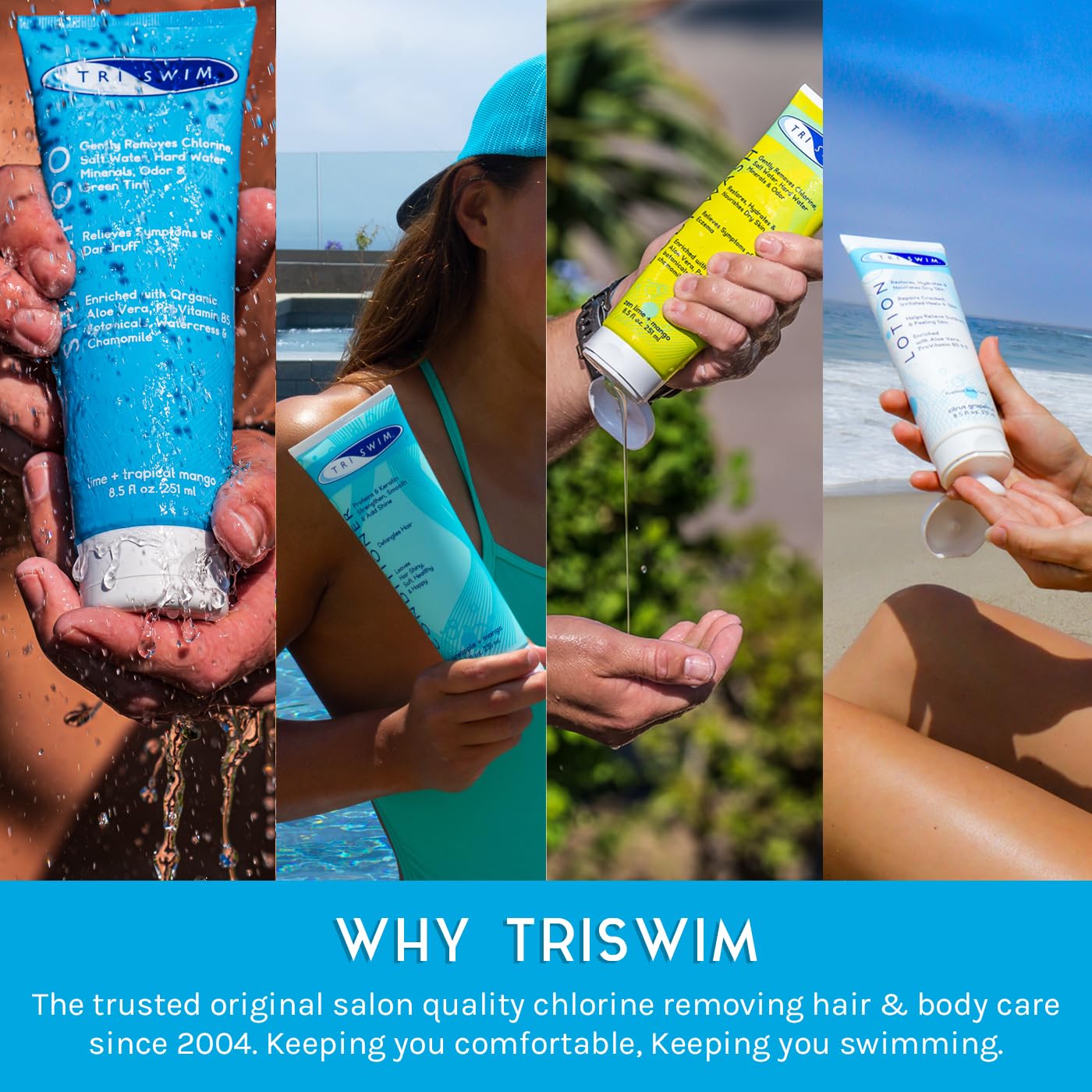 TRISWIM mesh bag travel kit keeps swim gear organized.