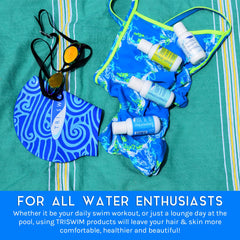 TRISWIM Lotion in travel set provides lightweight hydration and chlorine odor neutralization
