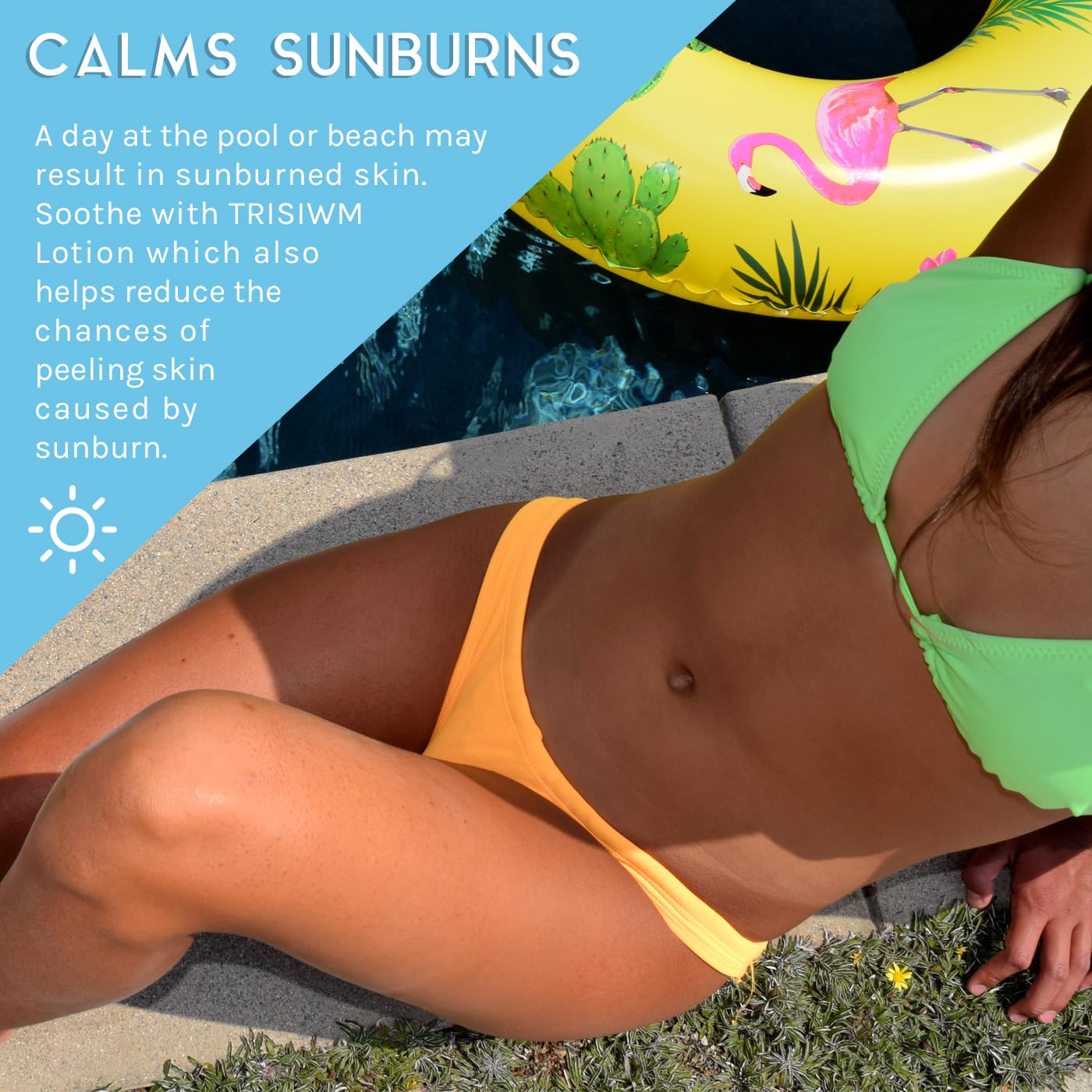 TRISWIM swim lotion with aloe and vitamin E supports moisturized skin after workouts.