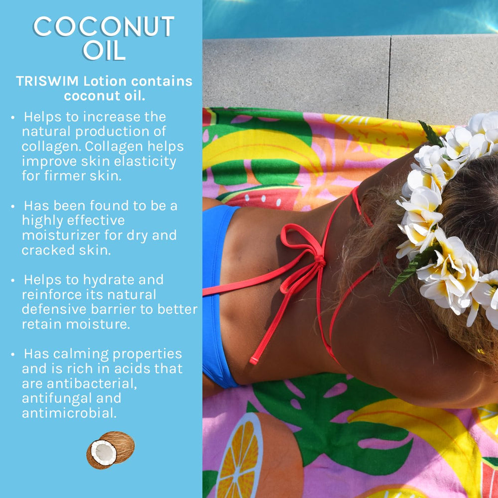 TRISWIM swim lotion with Zen Grapefruit scent offers refreshing post-swim aroma.