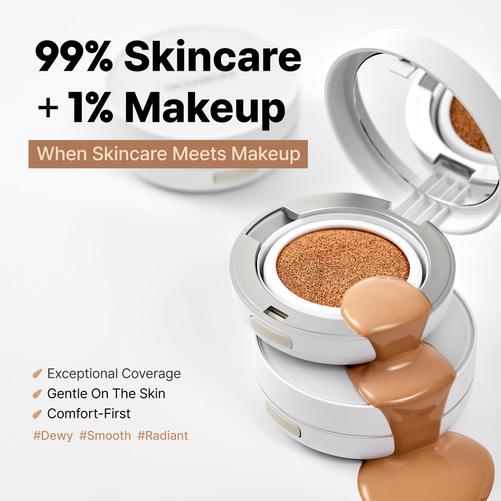 Troiareuke A+ Cushion Foundation Shade 21 coverage swatch showing natural finish