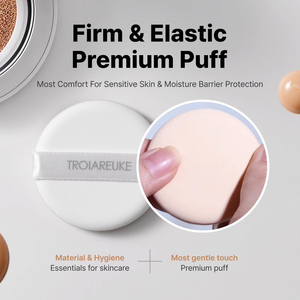 Troiareuke A+ Cushion Foundation Shade 21 close-up highlights sebum control