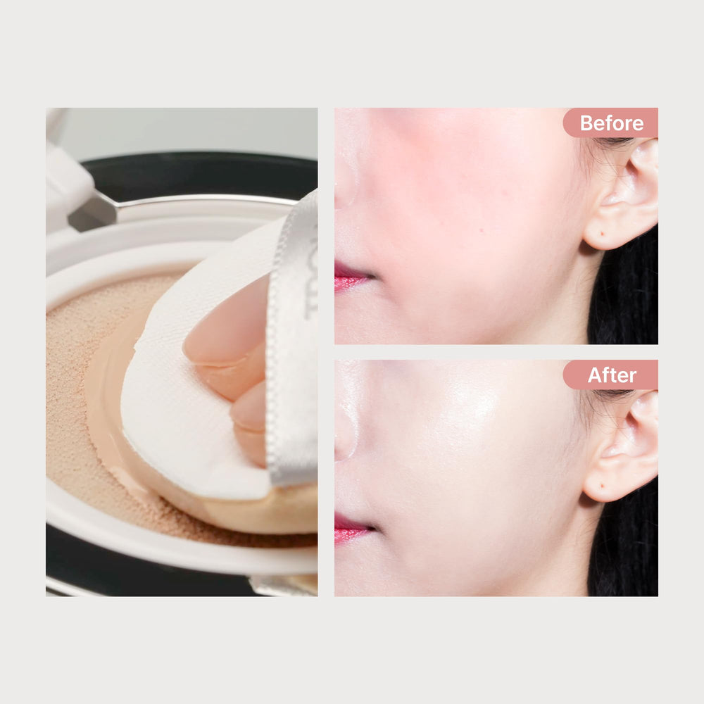 Troiareuke A+ Cushion Foundation Shade 21 moisture capture demonstrates inner hydration