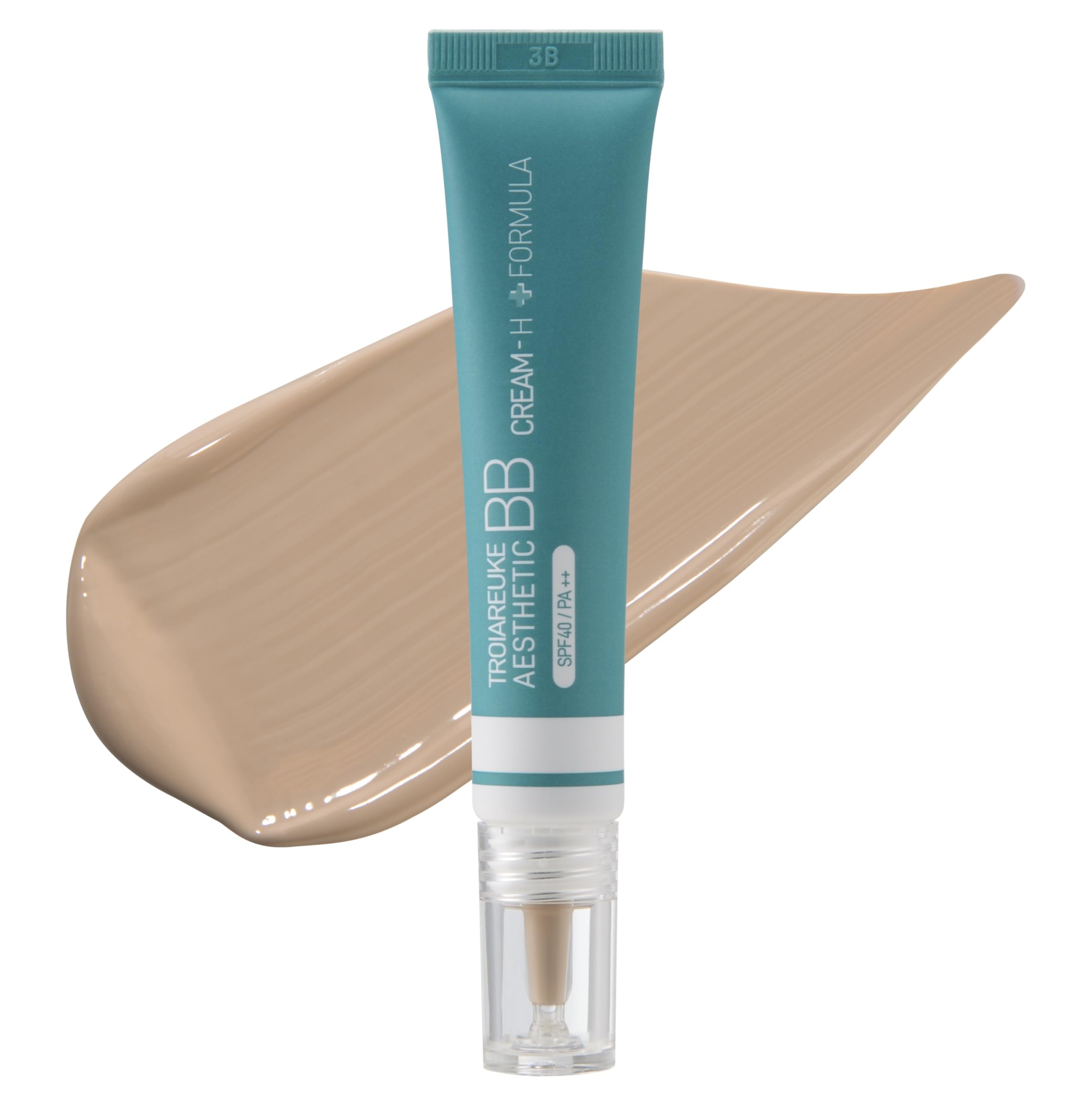 Troiareuke aesthetic BB cream tube close-up with SPF40 protection for everyday wear.