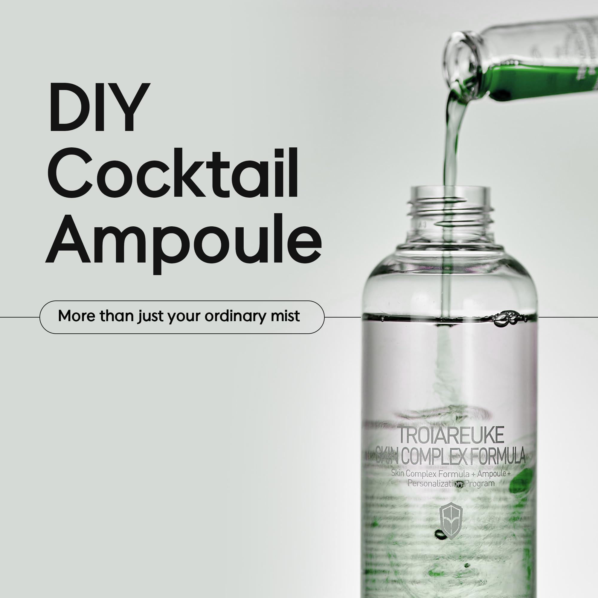 TROIAREUKE H+ Cocktail Ampoule Toner dispenser green—precise application for smooth skin.