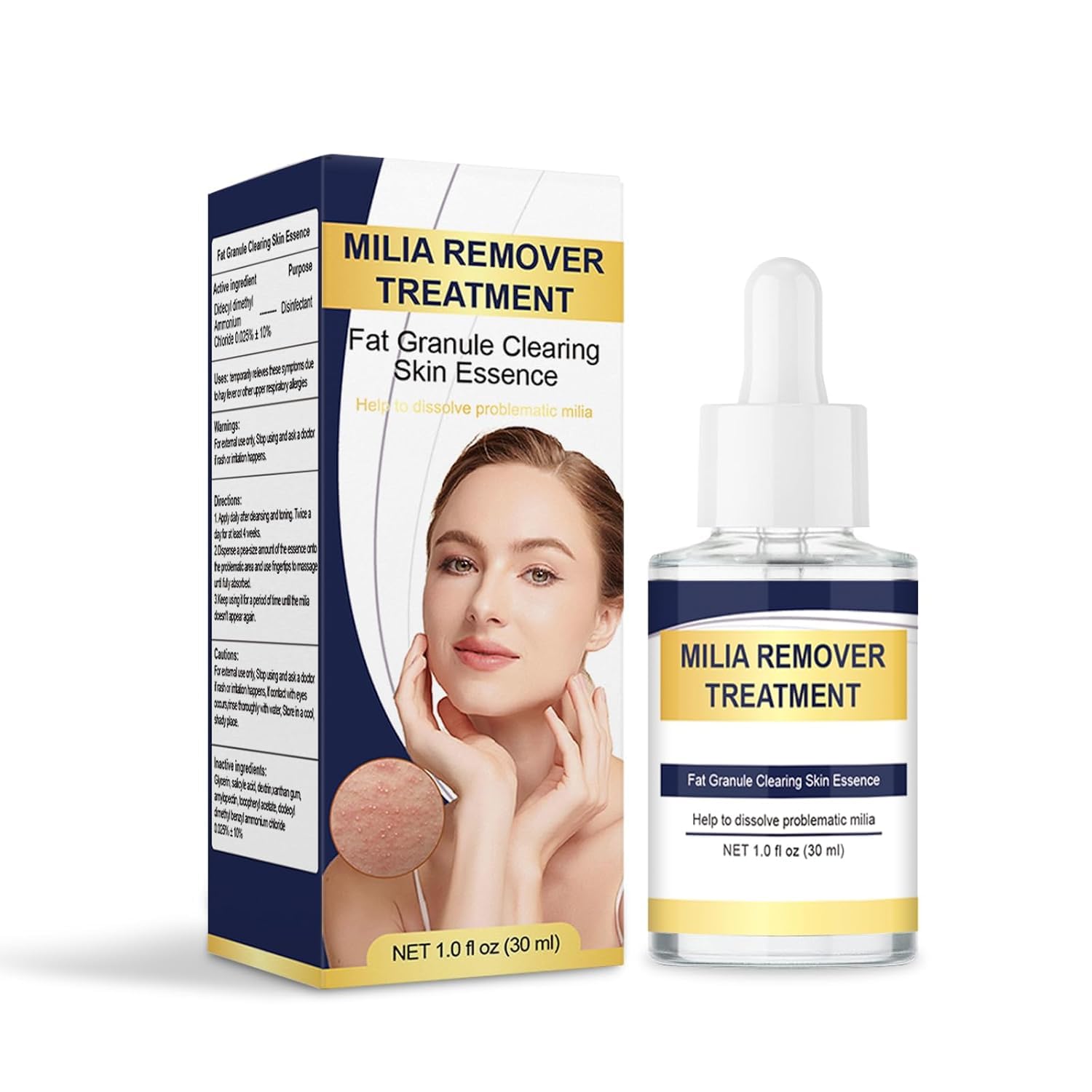 TROMED Milia Remover eye-area application targets delicate skin for smoother appearance.