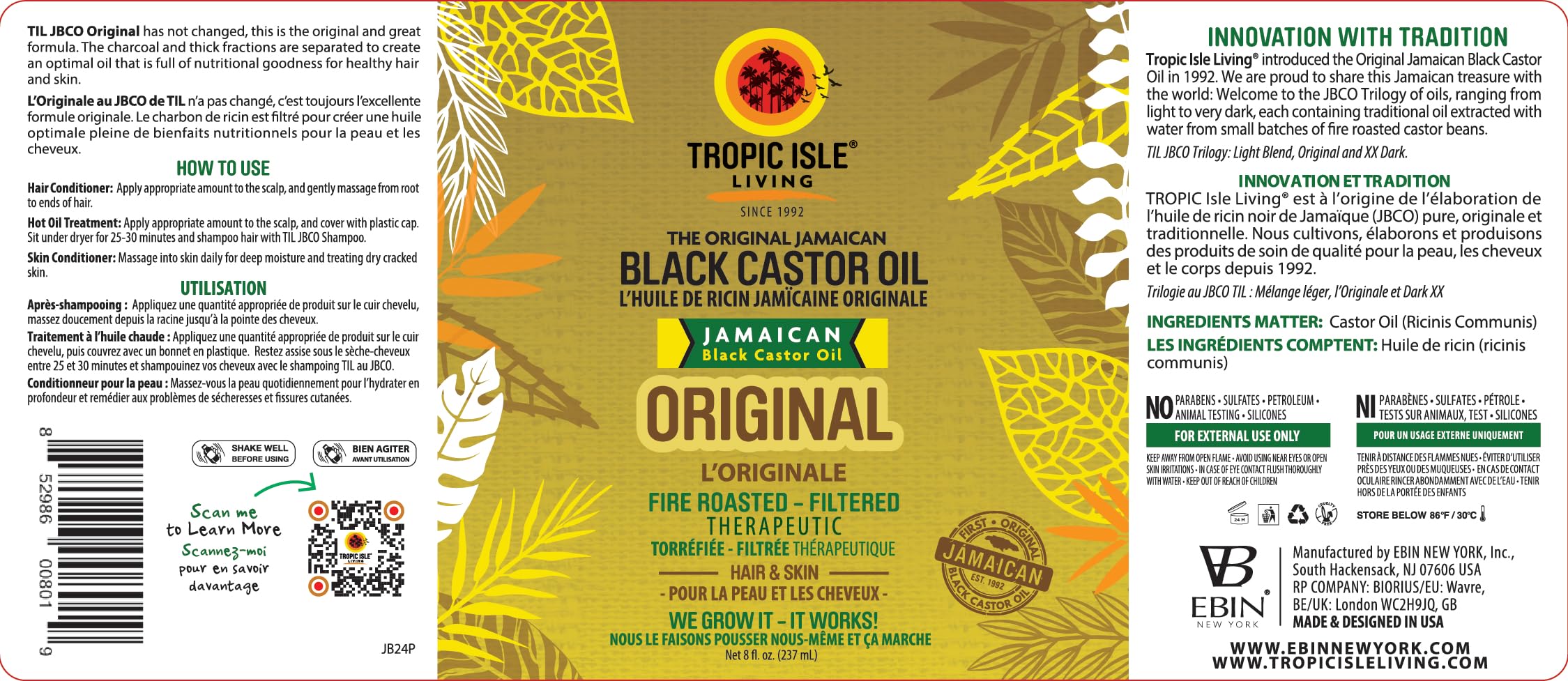 Tropic Isle Living Jamaican Black Castor Oil hot oil treatment setup