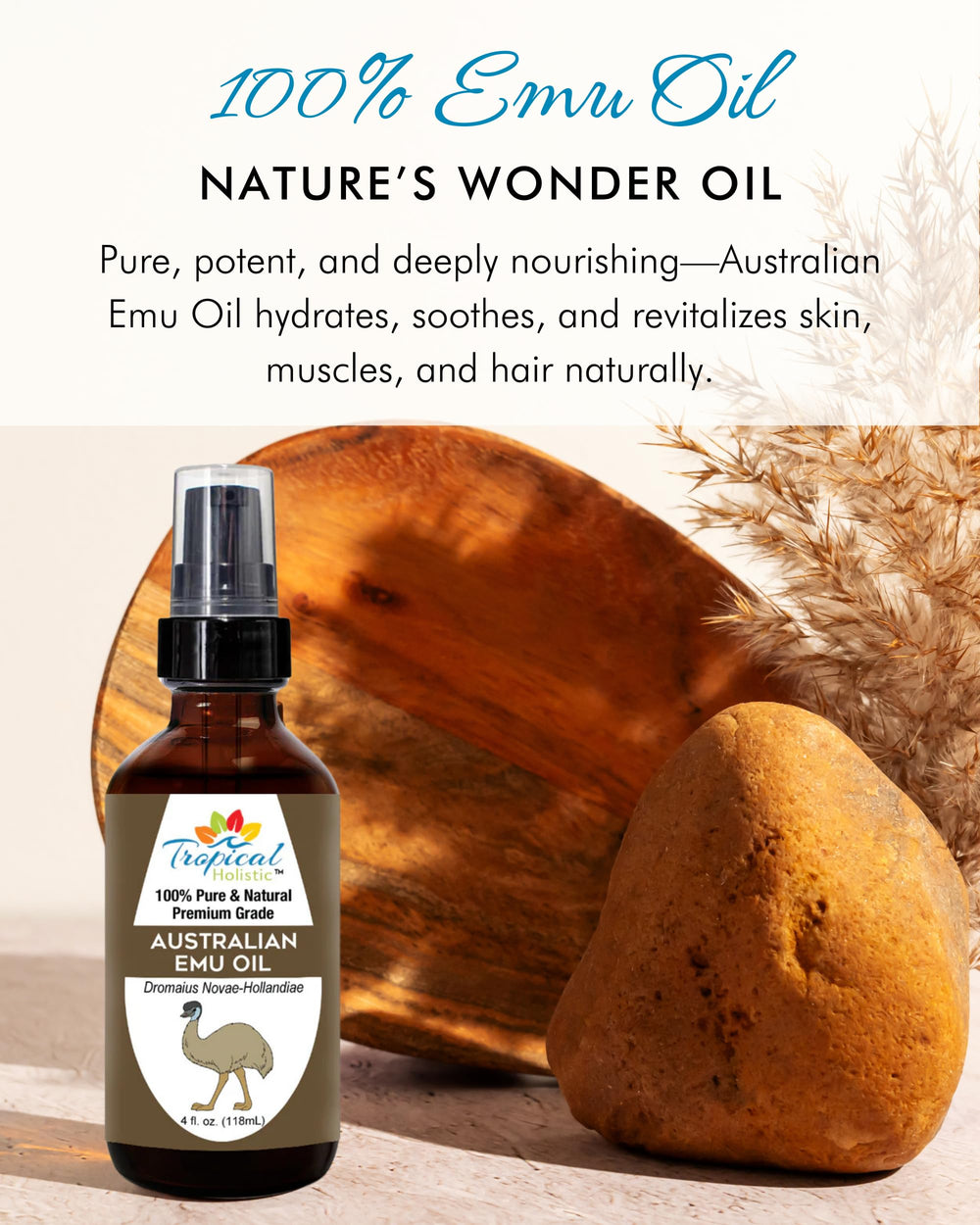 Hands applying emu oil for dry skin moisturization and comfort.