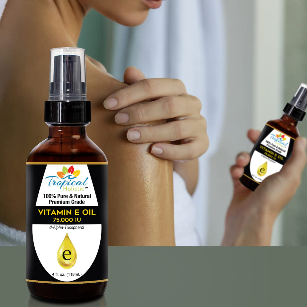 Tropical Holistic Vitamin E oil pump bottle for convenient full-body use