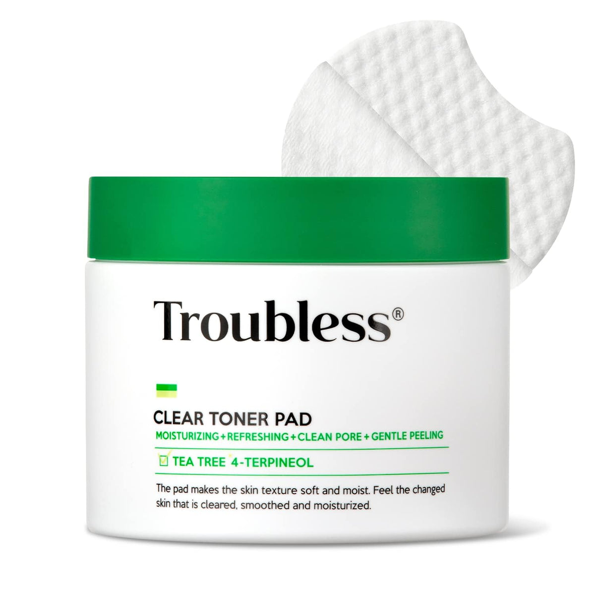 Troubless Clear Toner Pad embossed side removes impurities for refreshed pores