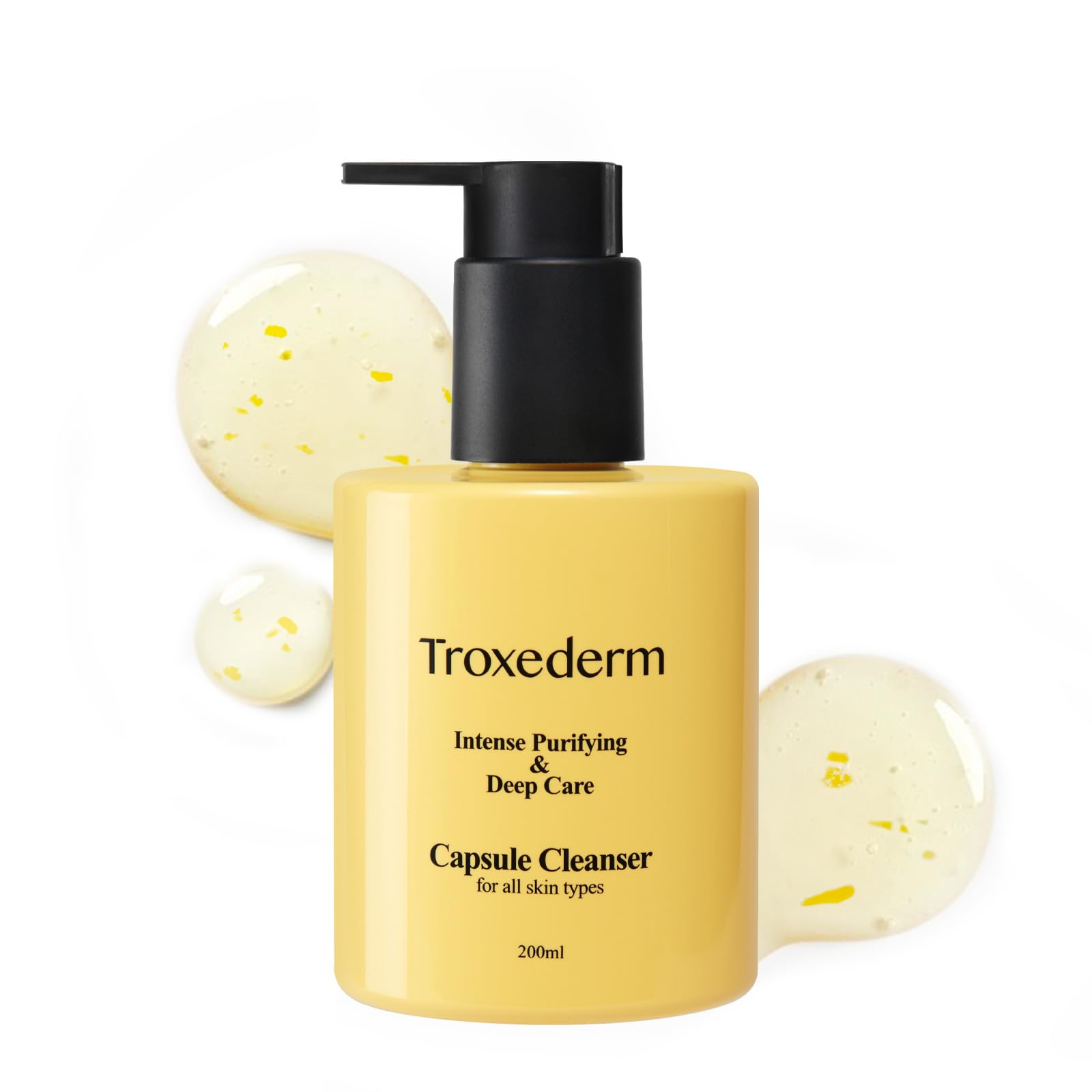 TROXEDERM Collagen Capsule Cleanser bottle with pump for quick daily cleansing.
