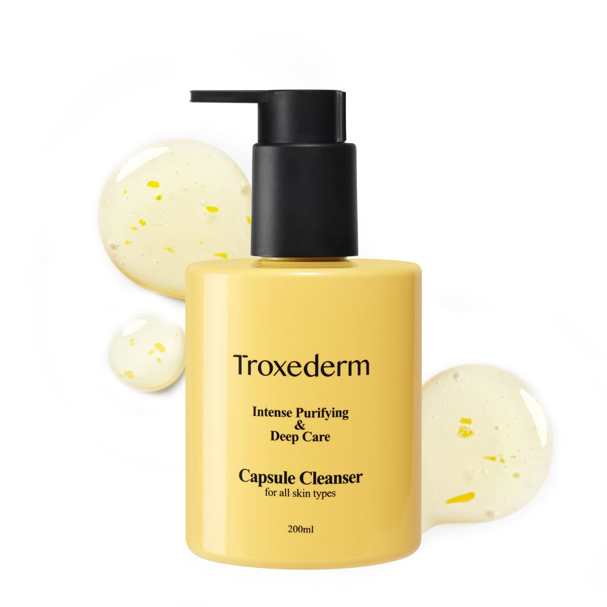TROXEDERM Collagen Capsule Cleanser bottle with pump for quick daily cleansing.
