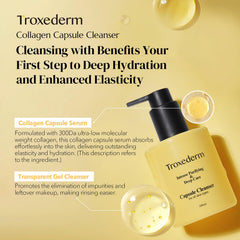 TROXEDERM bottle and foam showing hydration support from hyaluronic acid.