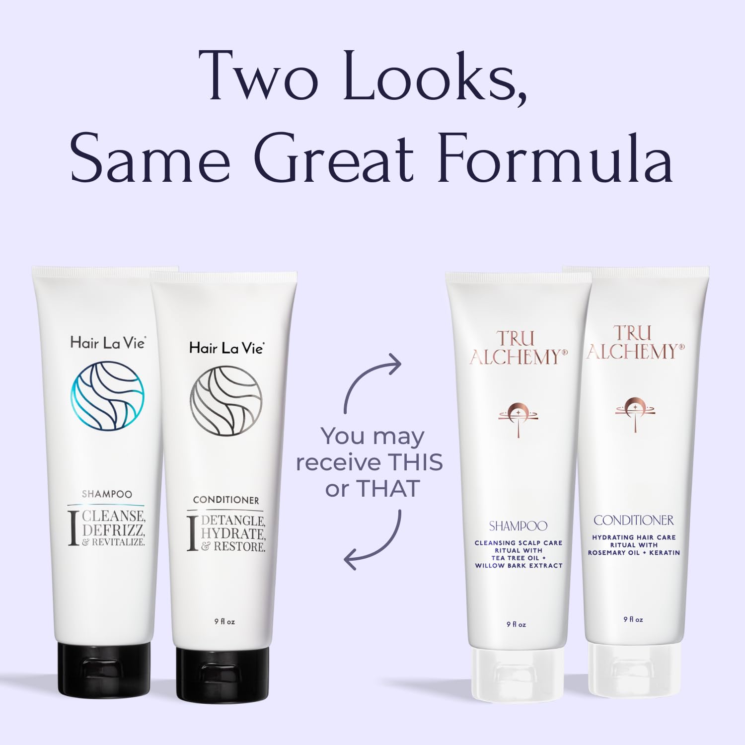 Tru Alchemy Conditioner bottle highlighting deep moisture and frizz control.