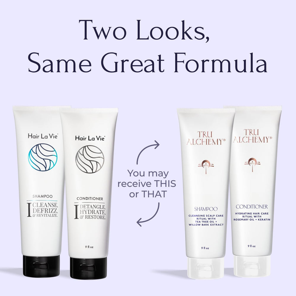 Tru Alchemy Conditioner bottle highlighting deep moisture and frizz control.