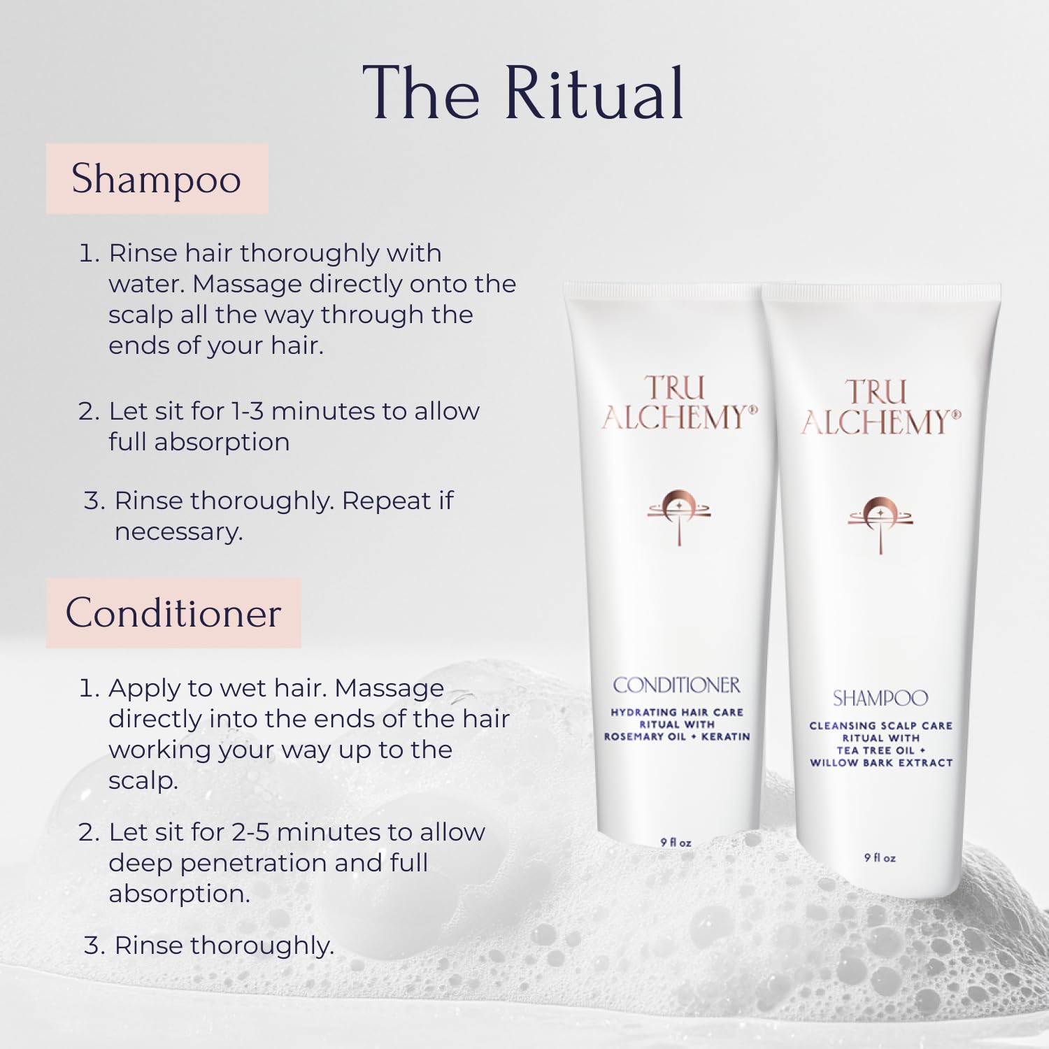 Tru Alchemy Frizz smoothing action demonstrating sleek hair results.