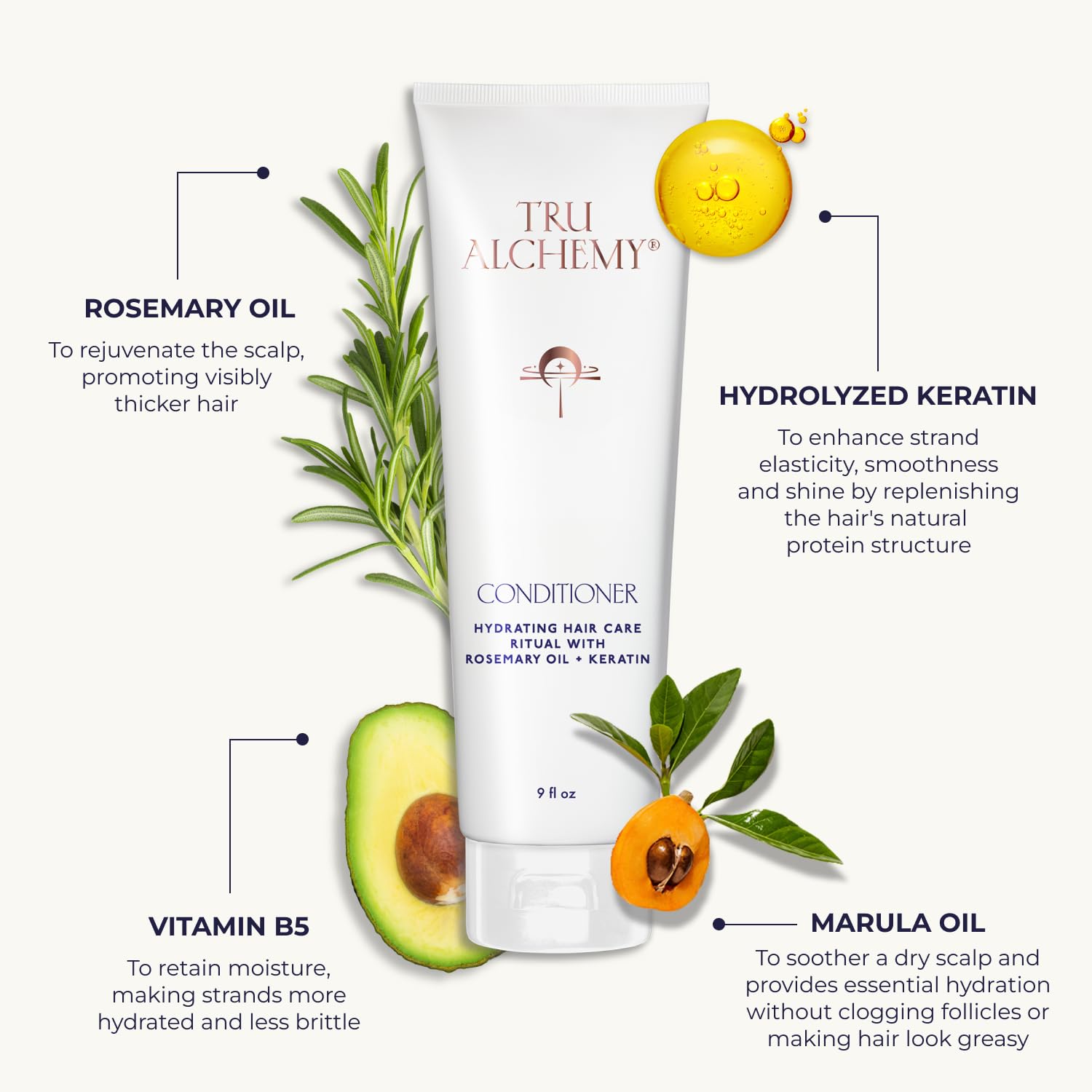 Tru Alchemy Hydrolyzed keratin detail enhancing moisture and smoothness.