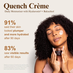 Tru Alchemy Quench Crème applied in gentle upward strokes for morning and night use.