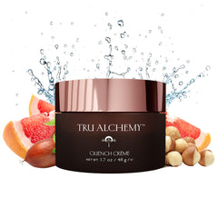 Tru Alchemy Quench Crème jar closeup showing rich hydration for daily skincare.
