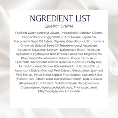 Tru Alchemy Quench Crème uses polyglutamic acid for lasting hydration.