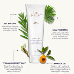 Tru Alchemy Shampoo Keratin Saw Palmetto: nourishes strands from within for strength and vitality