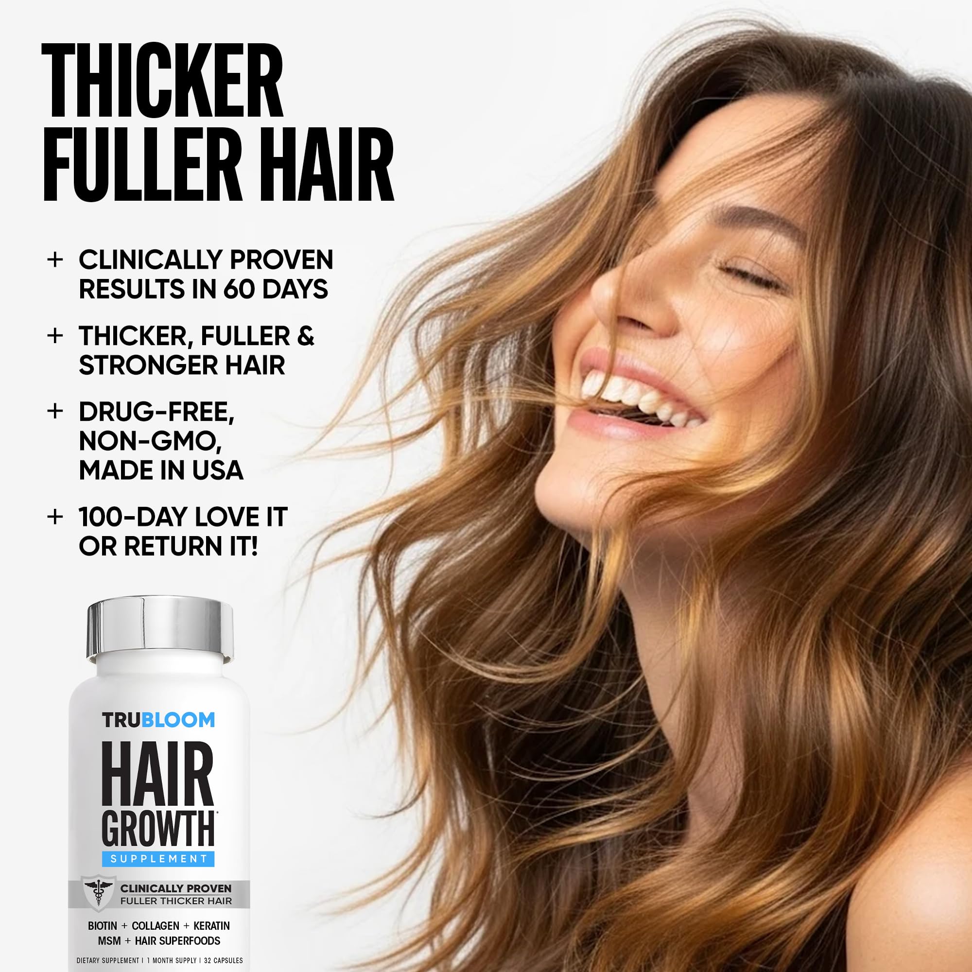 Tru Bloom Hair Growth Vitamins beverage-mix demonstrates versatile options for users.