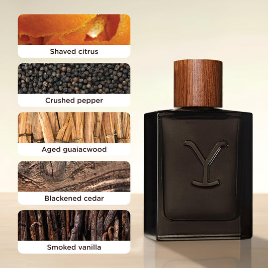 Tru Fragrance Beauty Yellowstone Ride Reserve wooden backdrop evokes rugged, enduring style