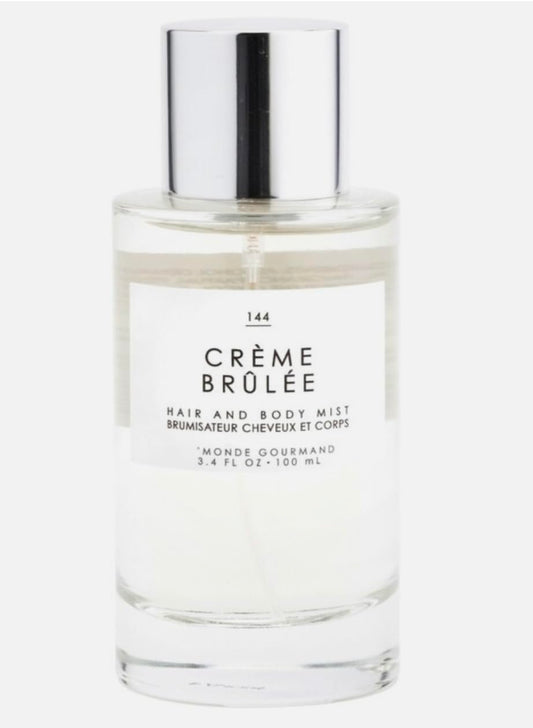 Tru Fragrance Gourmand Creme Brulee mist bottle for everyday fragrance and light refresh